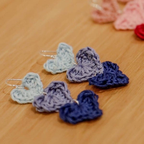 Hearts Entwined - Sterling Silver Hand-Crocheted Earrings