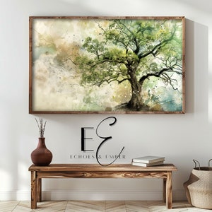 Frame TV Watercolor Art Oak Tree Art for Digital Frame TV | Abstract Watercolor Art for FrameTV