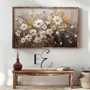 Boho Moody Flower Samsung Frame TV Art Cottagecore Wildflowers Painting Summer Rustic Decor Artful Flower Digital Download