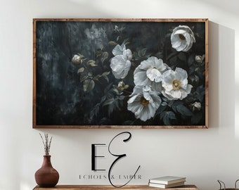 Moody Floral Frame TV Art: Dark Academia Spring Flowers (Digital Download)