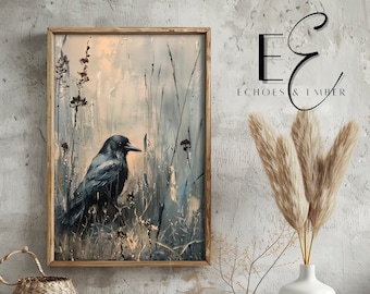 Moody Raven Printable Wall Art Dark Academia Decor Gothicore Print | 221