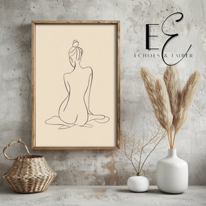 Minimalist Female Body Line Art Print: Boho Home Decor (Digital Download)