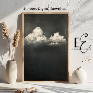 Cloud Wall Art - Printable Moody Decor, Dark Eclectic Style, Minimalist Wall Print for Home & Office, Modern Aesthetic Interior
