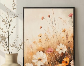 Moody Floral Art Print: Boho Cottagecore Wall Decor (Digital Download)