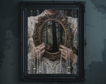 Dark Academia Art Print: Moody Gothic Victorian Woman (Digital Download)
