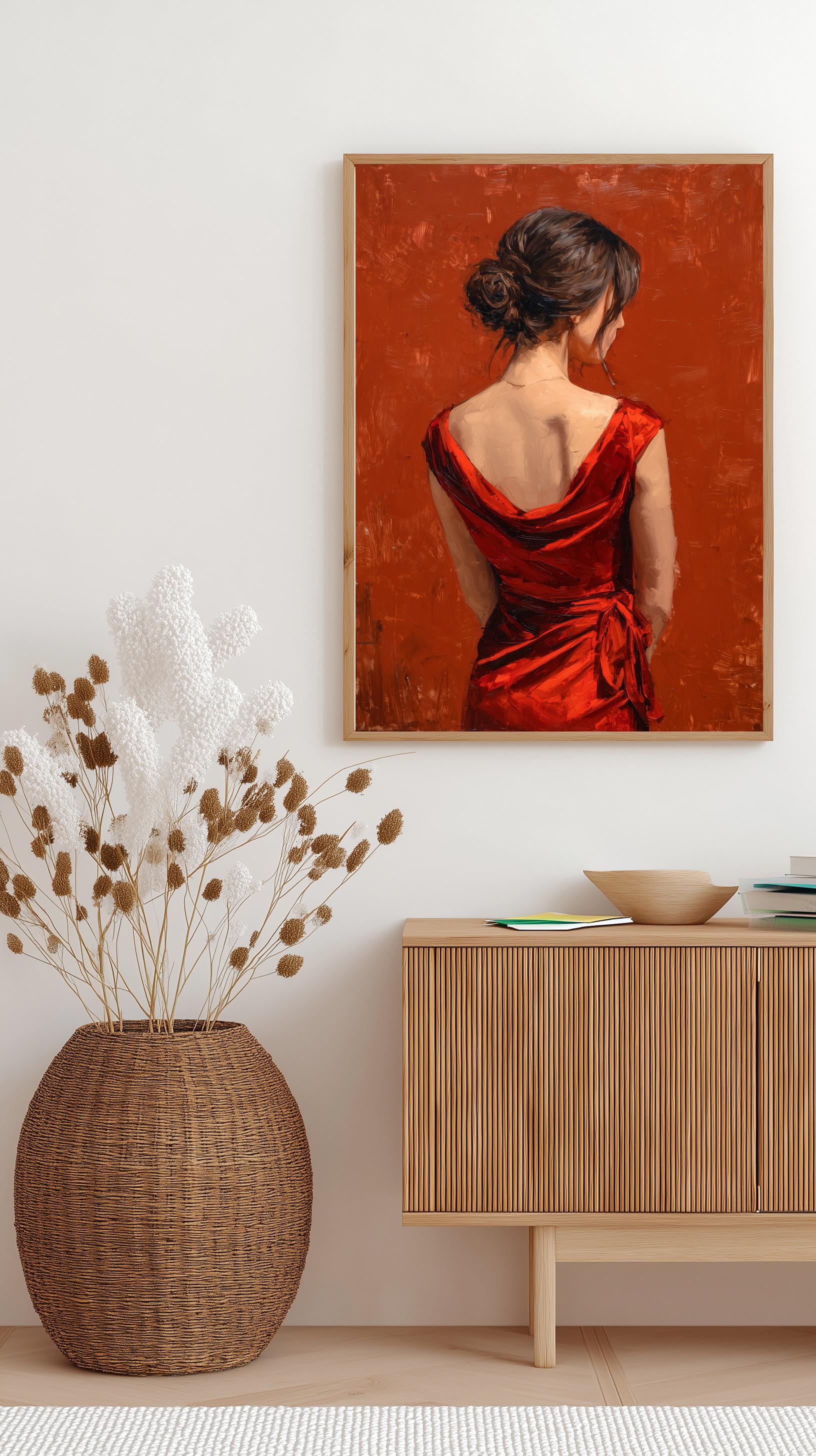 painting of woman in red dress back view Page 4 | Red dress girl painting Images
