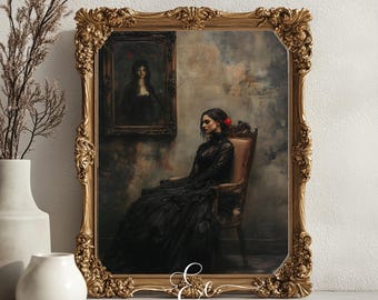 Gothic Victorian Woman Portrait Print | Moody Antique Home Decor (Digital Download)