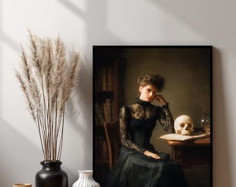 Victorian Gothic Woman with Skull Digital Download Print - oct2225_12
