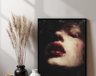 Dark Gothic Woman Face Painting Digital Download Wall Art Instant Print  - Nov1025_10