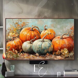 Moody Pumpkin Painting for Samsung Frame TV: Halloween Art (Digital Download)