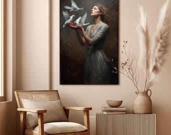 Woman with Doves Digital Download Printable Wall Art - oct2225_3