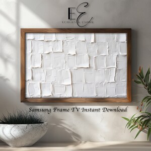 White Plaster Textured Samsung Frame TV Image.