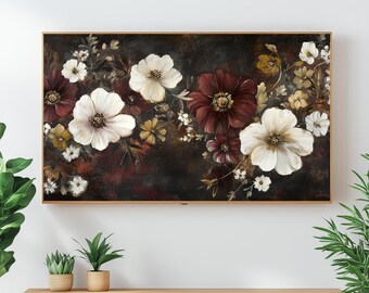 Moody Floral Samsung Frame TV Art: Vintage Botanical Print (Digital Download)