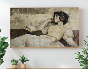 Vintage Frau beim Musikhören - Samsung Frame TV Art (Digitaler Download)