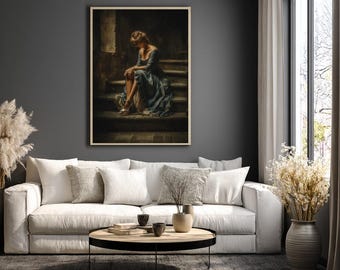 Vintage Lady in Blue Dress Digital Download Art Print | Romantic Wall Decor | Fine Art Print | Home Decor | Art Print | Digital - oct2225_2