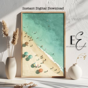 Sunny Beach Digital Art Print: Coastal Decor (Digital Download)