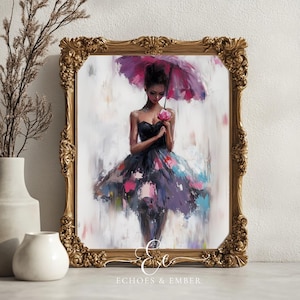 Umbrella Girl Art - Dreamy Romantic Digital Download Print, Whimsical Wall Decor, Perfect Gift for Art Lovers & Home Decor 11033