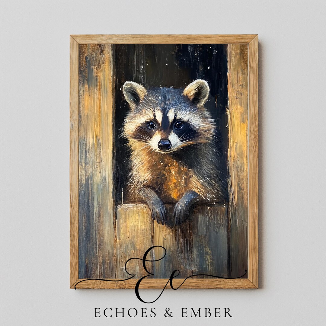 Rustic Raccoon Rustic Raccoon Art Print – Farmhouse Animal Decor (digital Download) - Etsy