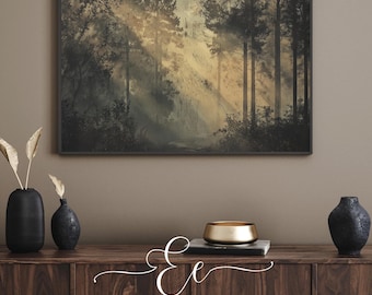 Farmhouse Decor Digital Art - Foggy Woodland Printable - Nature Wall Decor - 11087