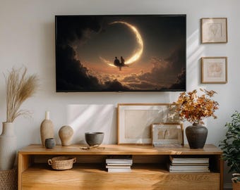 Love Under Crescent Moon Art for Samsung Frame TV (Digital Download)