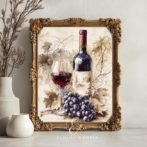 Wine Art Print – Printable Watercolor Kitchen Decor for Wine Lovers | 11095