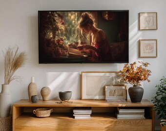 Elegant Morning Tea & Book Digital Art for Samsung Frame TV | 3840x2160 - oct2325_tv1