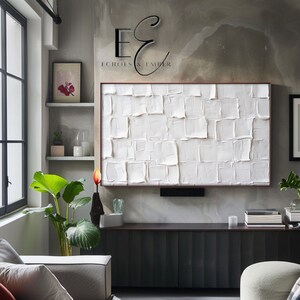 White Plaster Textured Samsung Frame TV Image.