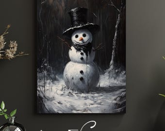 Gothic Schneemann Wandkunst: Dark Academia Dekor (Digitaler Download)