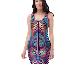 Cyberpunk Festival Dress – Circuit Techwear Rave Outfit – Glitchcore Mini – EDM Clubwear for Women