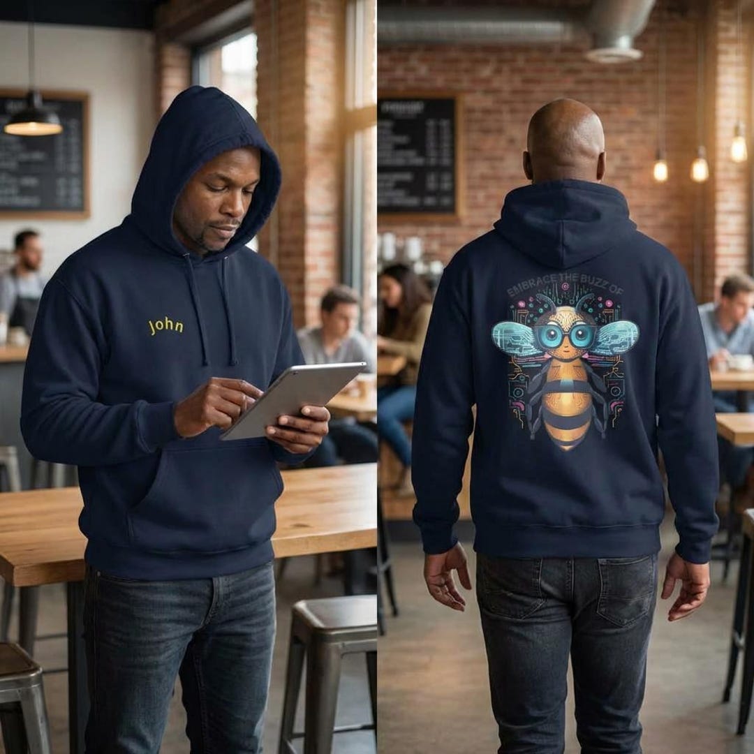 Cyber Bee Hoodie | Futuristic Techwear Sweatshirt | Digital Art Unisex ...