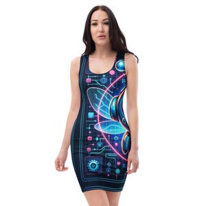 girls neon dress for glow party Black Light Reactive Twirly Dress: Neon Glow Party Outfit