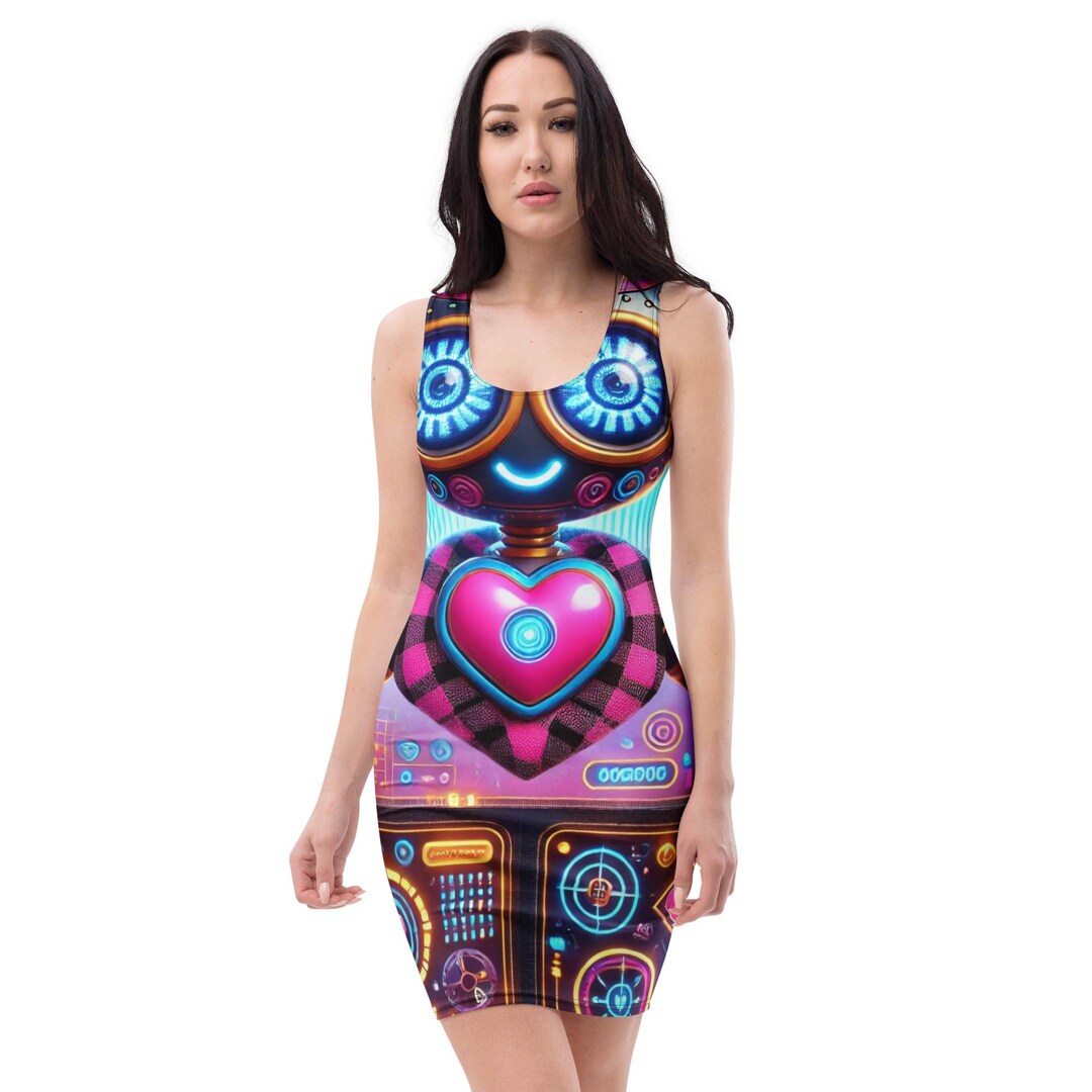 Cyber Rave Cyberpunk Bodycon Rave Dress – Neon Techwear Mini for Festivals, Clubs ...