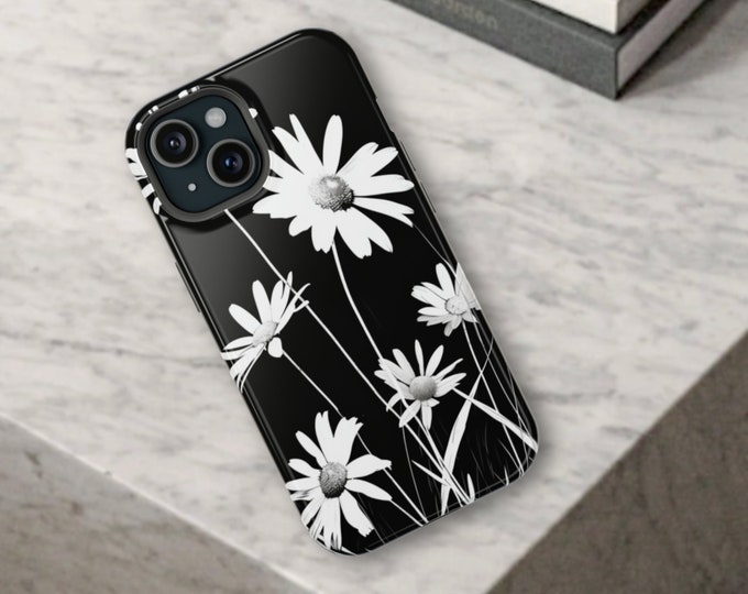 Floral MagSafe iPhone Case, for 13, 14, 15, Mini, Plus, Pro, Pro Max, ProMax, Wireless Charge Compatible, Daisies, Gift Idea, Mothers Day