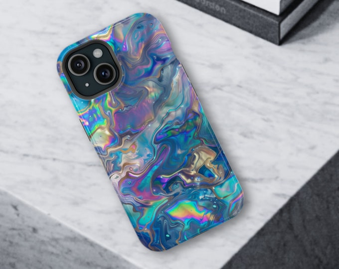 Holographic Print MagSafe Phone Case for iPhones 13, 14, 15, Mini, Pro, Plus, Pro Max, ProMax, Gift For, Awesome Design, Shimmering Cased