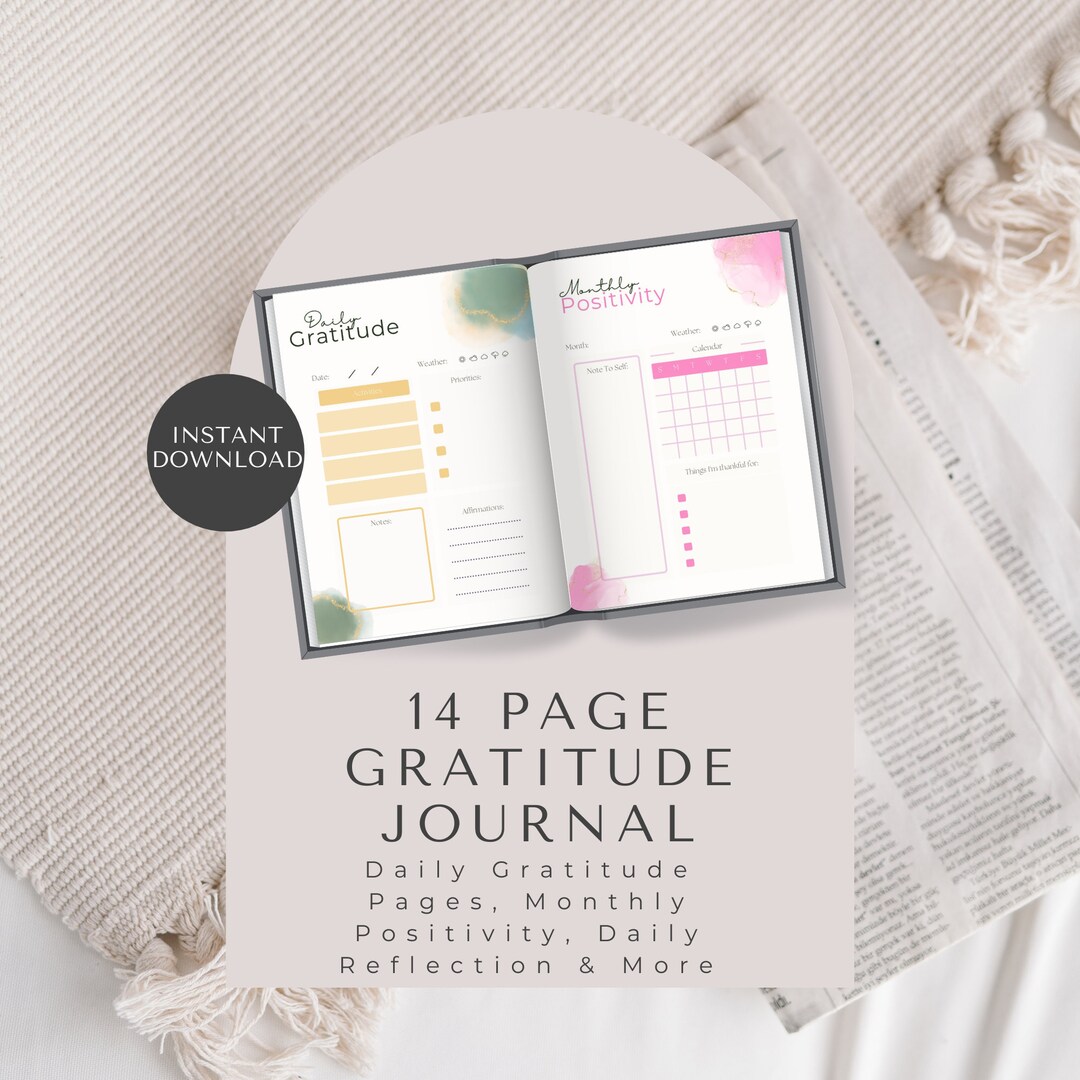 Printable Gratitude Journal Cultivate Daily Positivity - Etsy