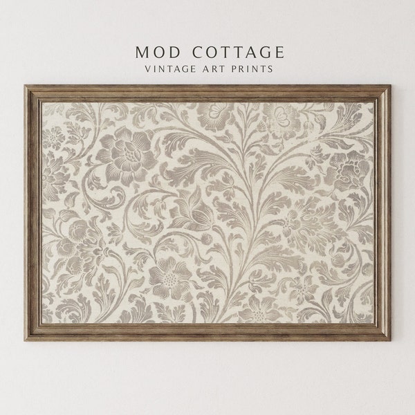 Floral textile art print | neutral tapestry | botanical downloadable wall art | farmhouse decor