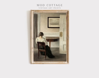 Vintage Woman Reading Art Print: Moody Victorian Portrait (Downloadable)