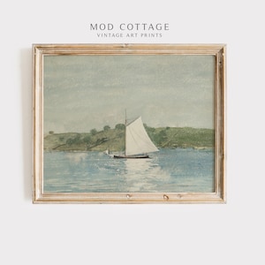 Antique boat painting | sailboat watercolor print | printable nautical art | vintage printable | nursery art | vintage coastal downloadable