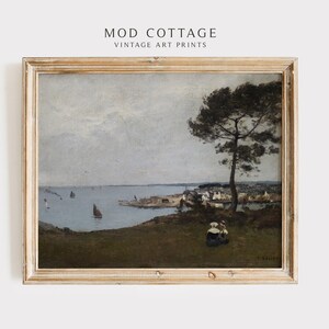 Landscape oil painting | antique coastal print | downloadable art