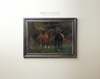 Vintage Horse Riders Print: English Countryside Equestrian Art (Digital Download)