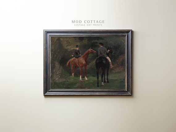 Vintage Horse Riders Print: English Countryside Equestrian Art (Digital Download)