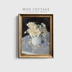 Vintage floral printable | moody floral print | antique flower painting | moody botanical oil painting