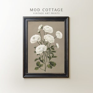 Vintage floral wall art | botanical art | digital download | printable cottagecore painting | country farmhouse  decor | neutral print