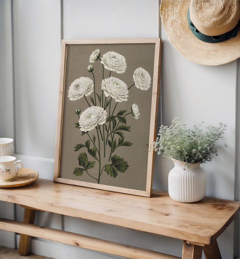 Vintage Floral Wall Art: Cottagecore Botanical Print (digital Download ...