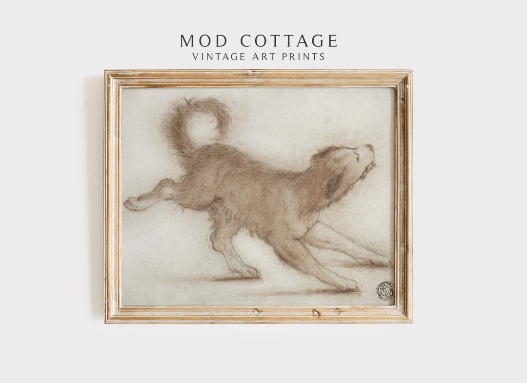 Dog Sketch Print | Vintage Dog Art | Printable Neutral Wall Art ...