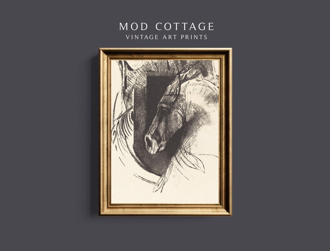 Vintage Horse Wall Art, Equestrian Art Print, Printable Art, Farmhouse