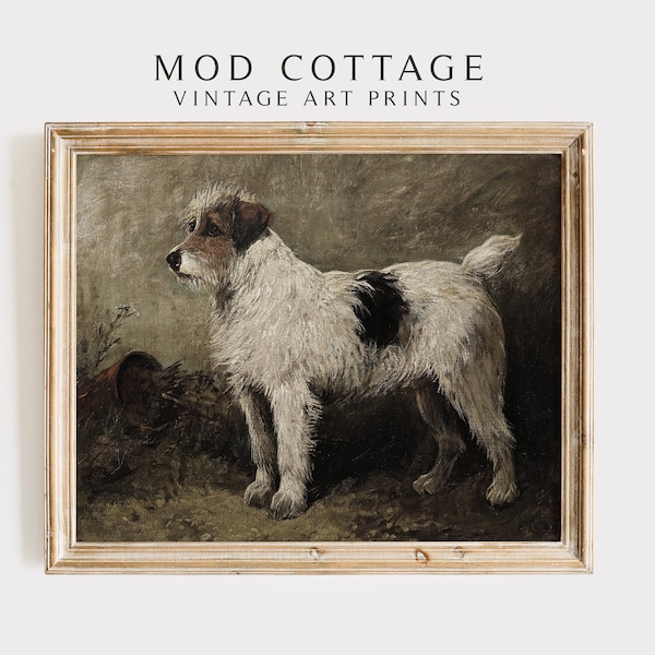 Terrier printable, dog printable, vintage dog art, antique dog printable, dog downloadble, neutral farmhouse art