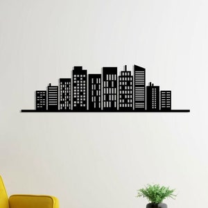 City View Metal Wall Dekor, Big City Wall Art, Metal City Reflection, Housewarming Gift, House Decoration