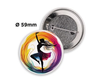 Dancer - 2.32 inch pin back button | Buttons | Pins | 59mm