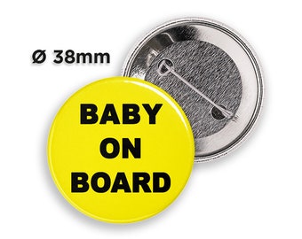 BABY ON BOARD - Button Pin Badge - 38mm | 1.5 inch Pinback Buttons | Button Pins | Gift, Pregnancy Announcement, Baby Shower, Birthday